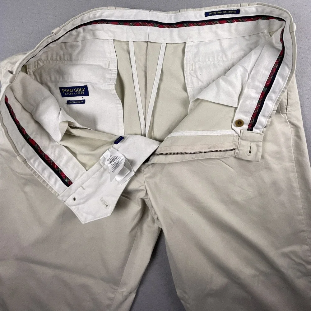 Polo Ralph Lauren Pants Mens 36/32 Beige Golf Classic Fit Cotton Twill Stretch
